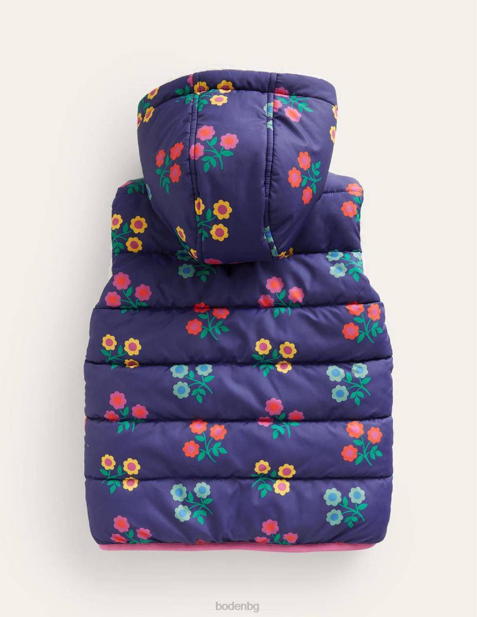 облекло Boden реверсивна жилетка колеж морско цвете бебе LL68547