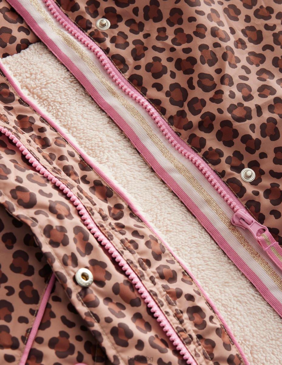 облекло Boden анорак с подплата от шерпи орех леопардов принт бебе LL68552