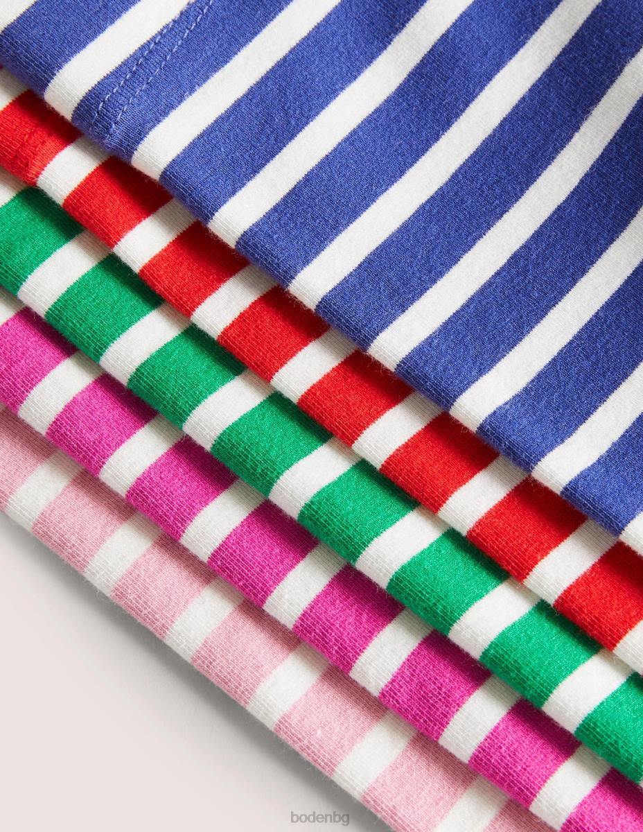 облекло Boden Опаковка от 5 броя клинове на многоцветни райета мулти райе бебе LL68523