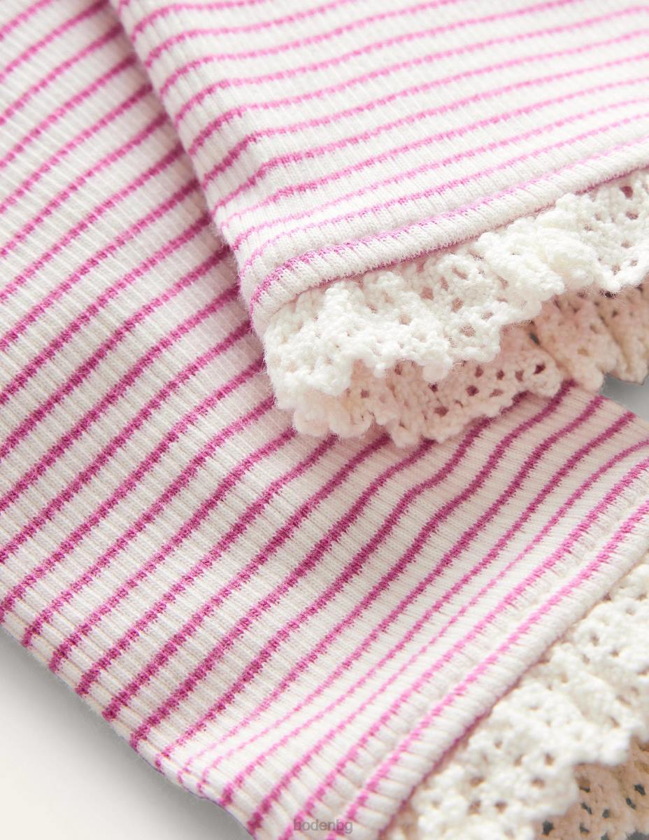 облекло Boden рипсени дантелени клинове слонова кост/розово бебе LL683352