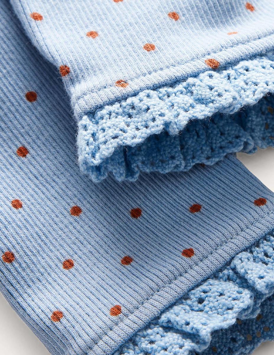 облекло Boden рипсени дантелени клинове меко синьо кафяво петно бебе LL683368