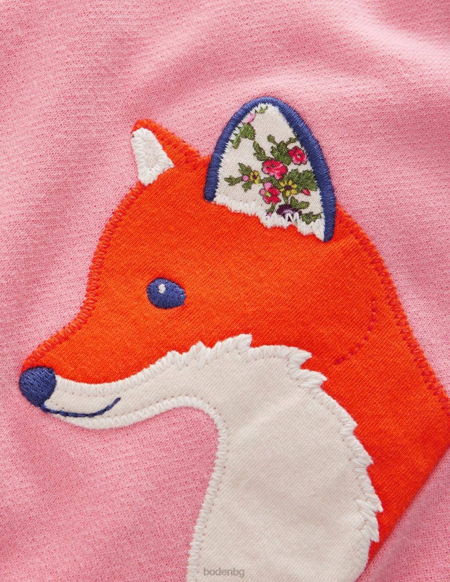 облекло Boden джогинг с апликации бадемово розови животни бебе LL68500