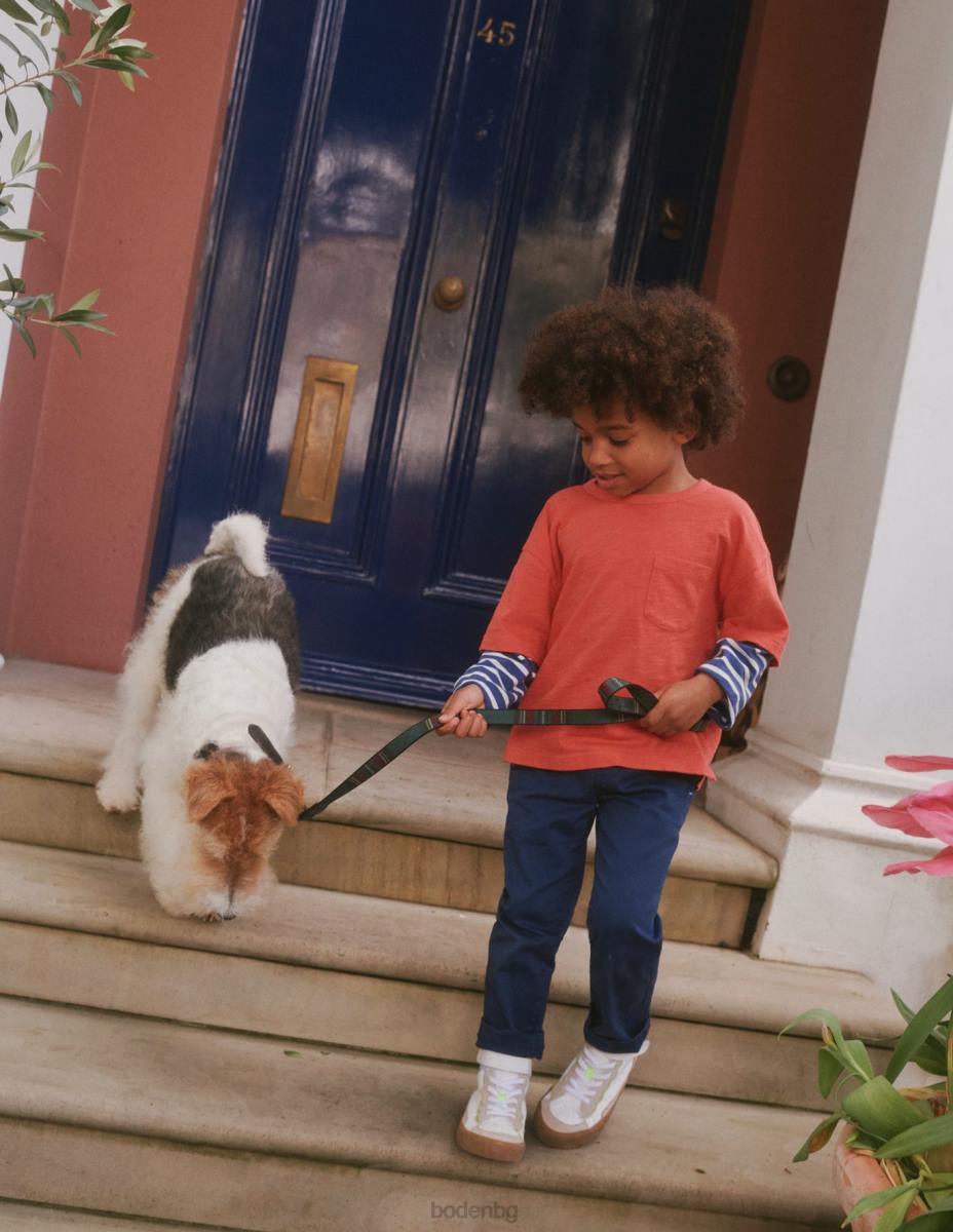 облекло Boden тънки панталони с дърпане колеж флот бебе LL68502