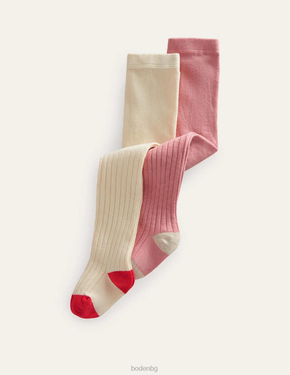 облекло Boden рипсен чорапогащник 2 бр слонова кост/розово момичета LL68843