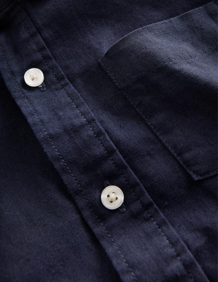 облекло Boden памучна ленена риза военноморски флот бебе LL683004