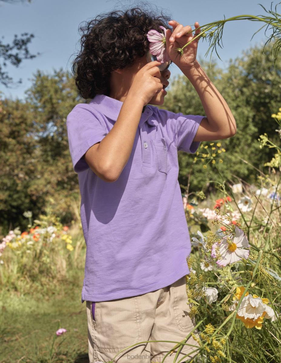 облекло Boden поло тениска с джърси мъглива лавандула бебе LL683314