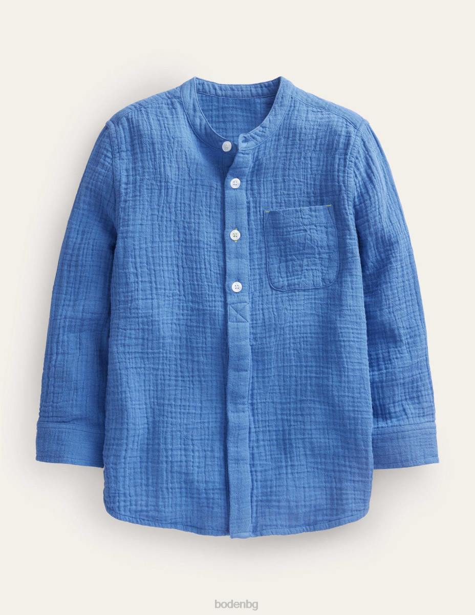 облекло Boden двойна платнена риза на дядо делфтско синьо бебе LL683323