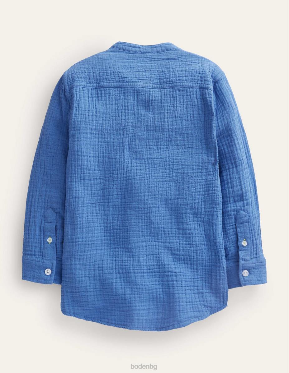 облекло Boden двойна платнена риза на дядо делфтско синьо бебе LL683323