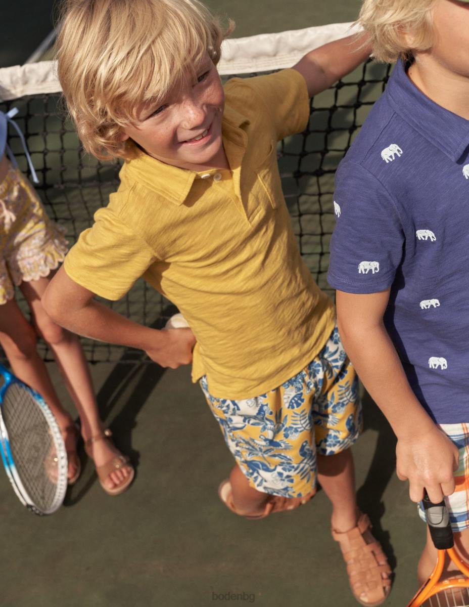 облекло Boden поло тениска с джърси горчица жълта бебе LL683408