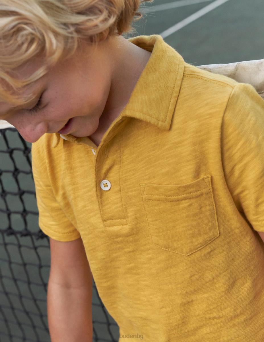 облекло Boden поло тениска с джърси горчица жълта бебе LL683408