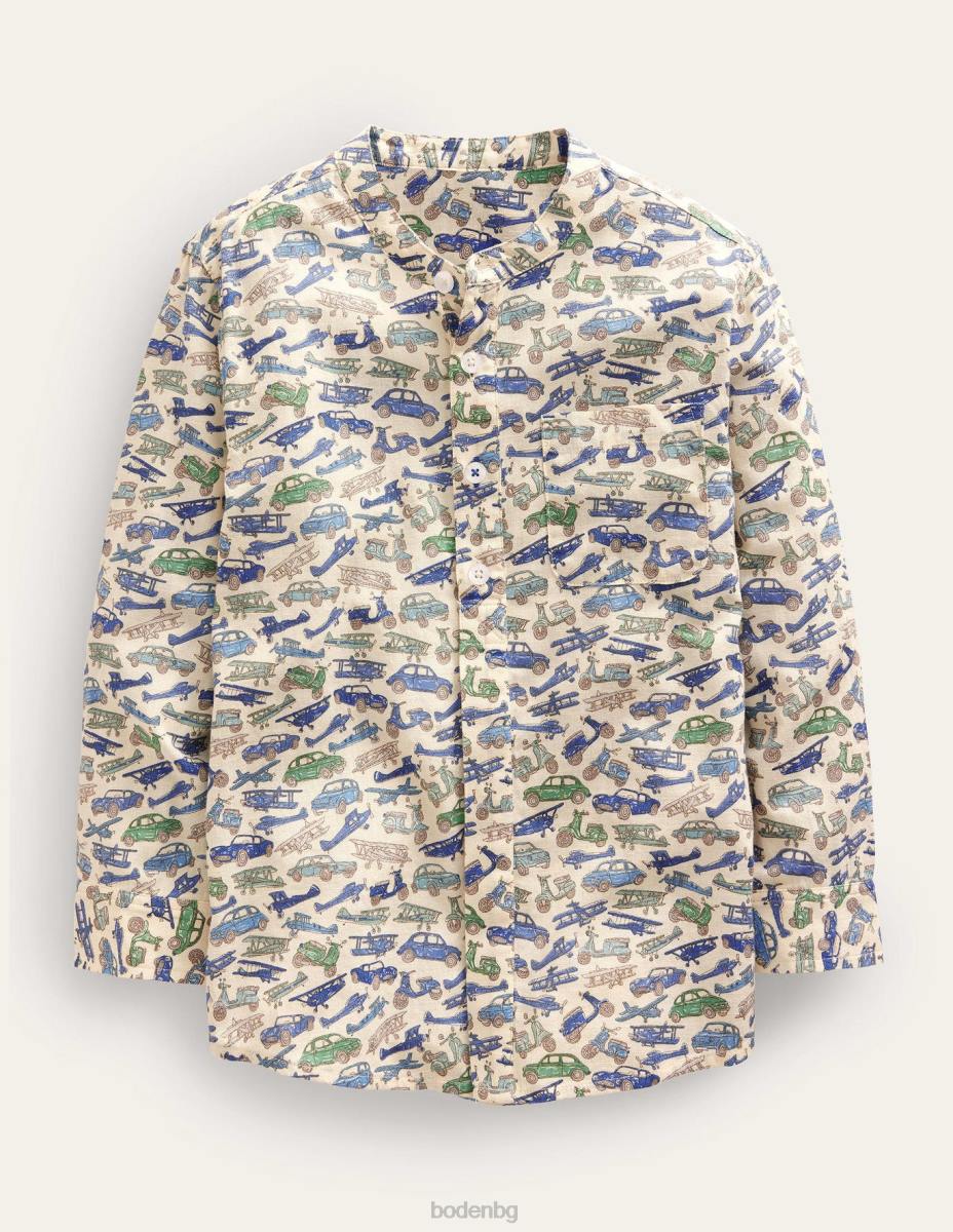 облекло Boden шарена риза на дядо сини коли бебе LL683416