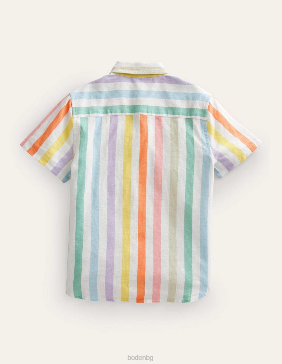 облекло Boden памучно-ленена риза лютиче и царитова дъга бебе LL683473