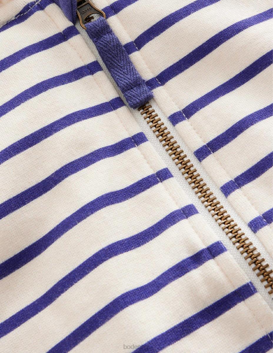 облекло Boden суичър с качулка от трико десен борд/слонова кост бебе LL683373