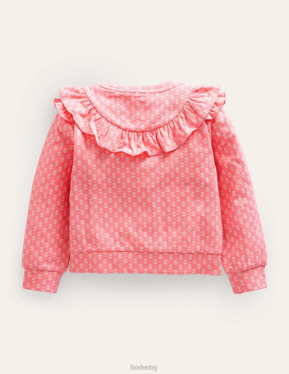 облекло Boden суичър с волани рачешка ябълка розово флорално бебе LL683385