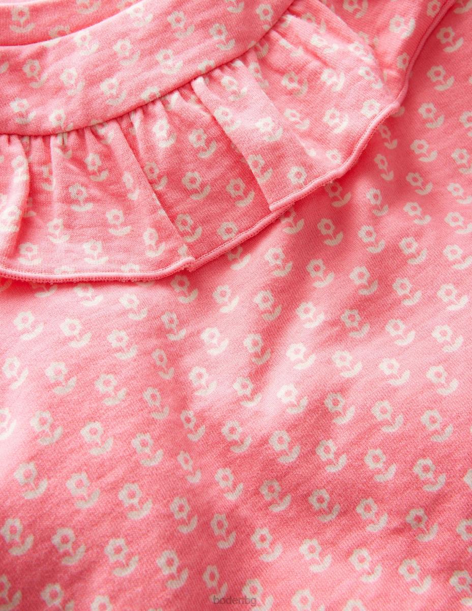 облекло Boden суичър с волани рачешка ябълка розово флорално бебе LL683385