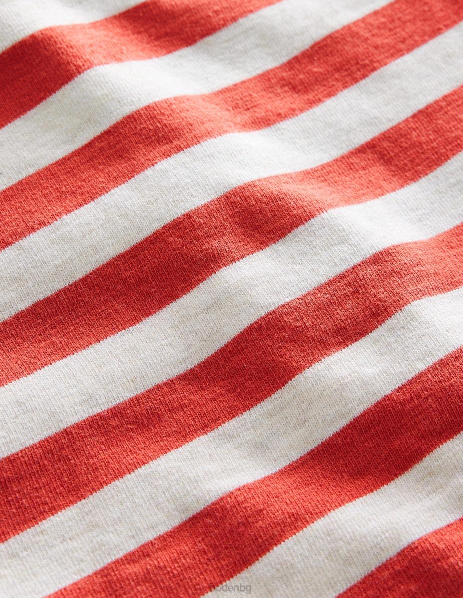 облекло Boden раиран суичър овесени ядки/червено бебе LL683494