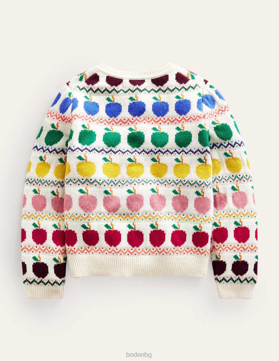 облекло Boden жилетка Fair Isle ябълки от слонова кост бебе LL68532