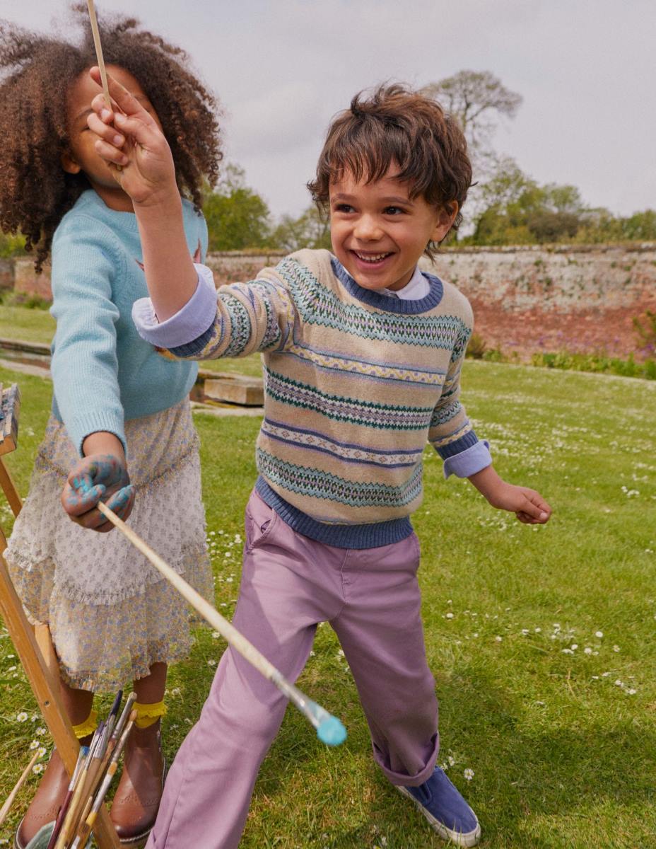 облекло Boden джоб за екипаж с райе Fair isle меко много райе бебе LL68535