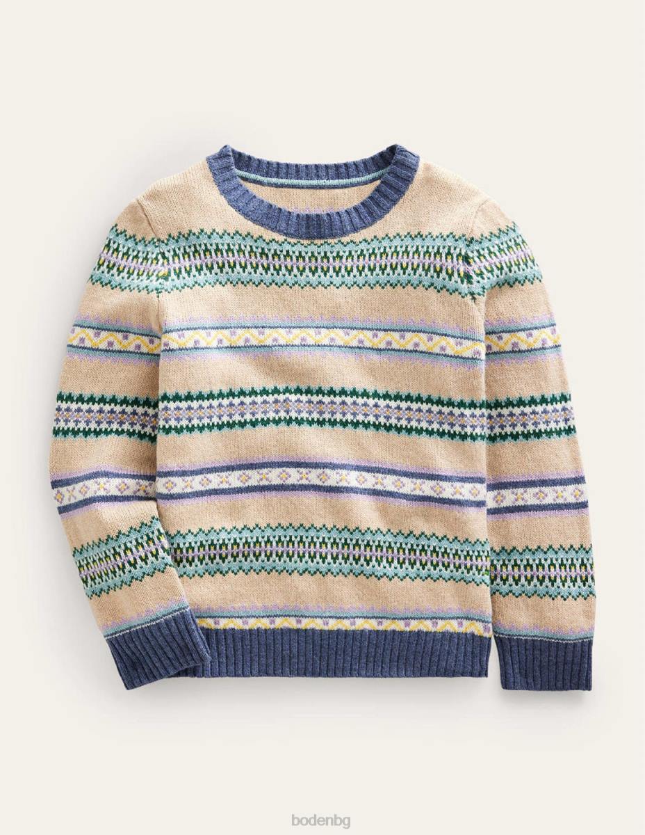 облекло Boden джоб за екипаж с райе Fair isle меко много райе бебе LL68535