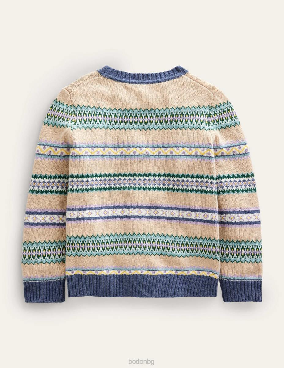 облекло Boden джоб за екипаж с райе Fair isle меко много райе бебе LL68535