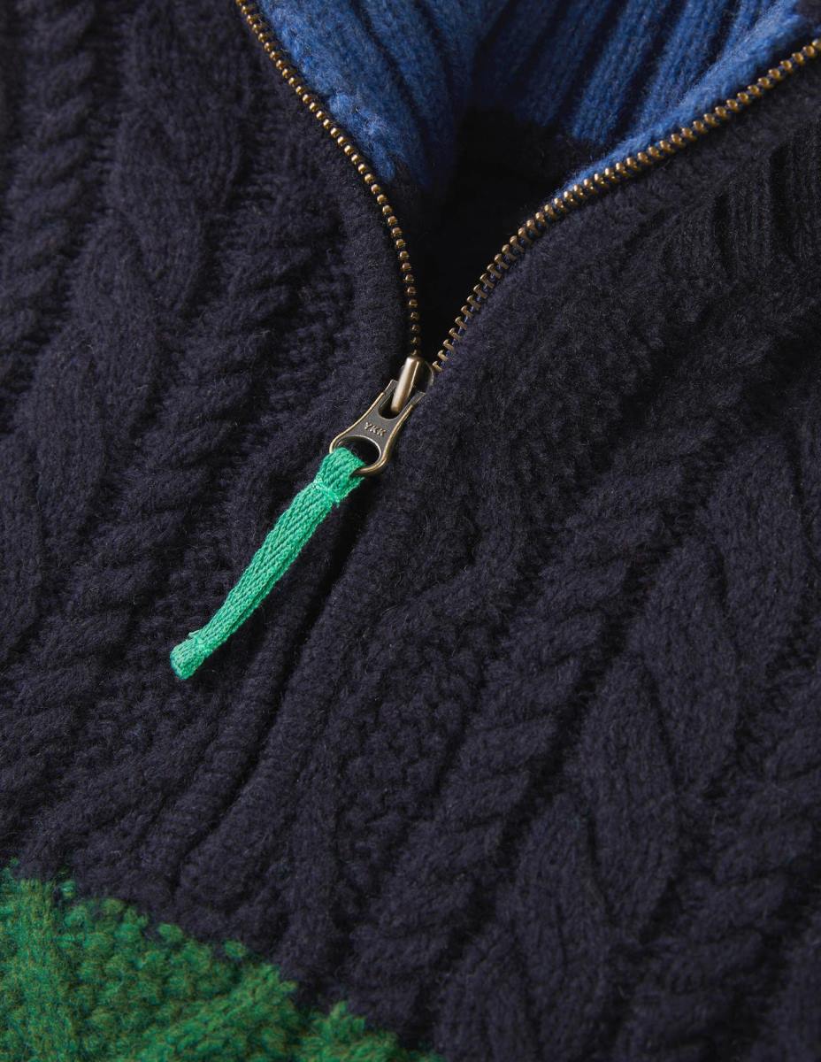 облекло Boden плетен джъмпер с кабел с половин цип и цветен блок многоцветен блок бебе LL683484