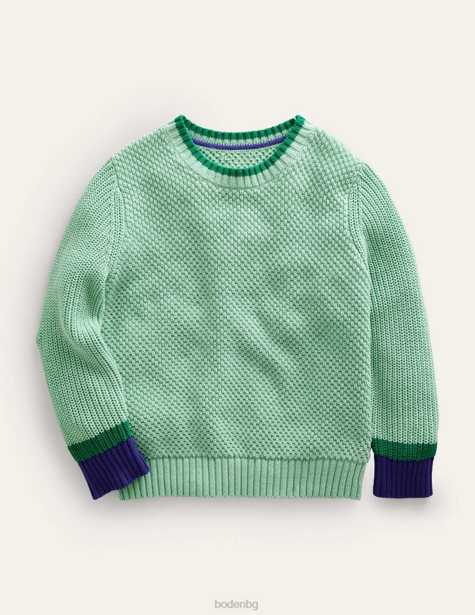 облекло Boden масивен памучен пуловер опалово зелено бебе LL68534