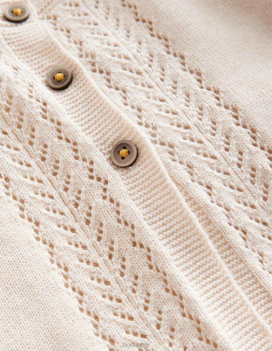 облекло Boden памучна жилетка Pointelle екрю бебе LL68536