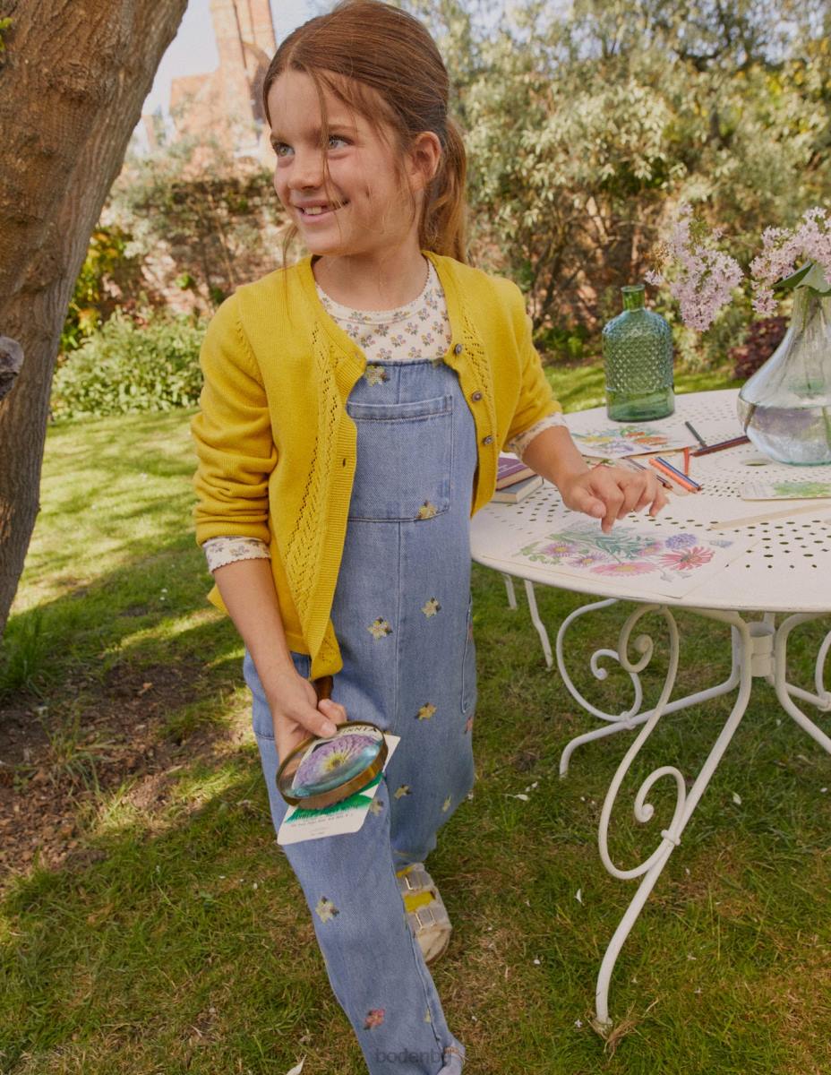 облекло Boden памучна жилетка Pointelle пикантна горчица жълта бебе LL68540