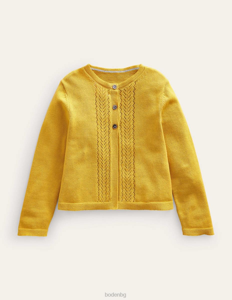 облекло Boden памучна жилетка Pointelle пикантна горчица жълта бебе LL68540