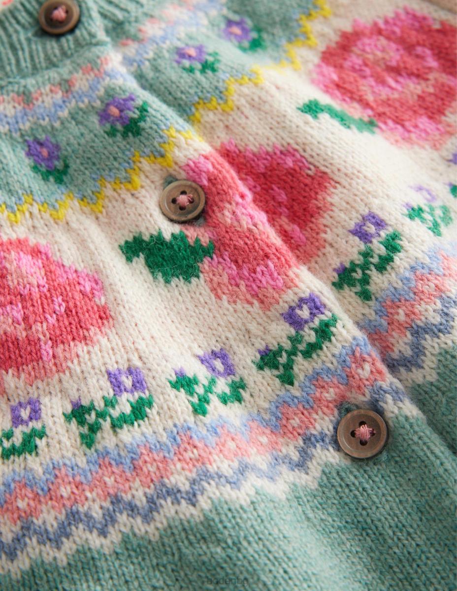 облекло Boden fun fair isle жилетка зелени димни цветя бебе LL68542