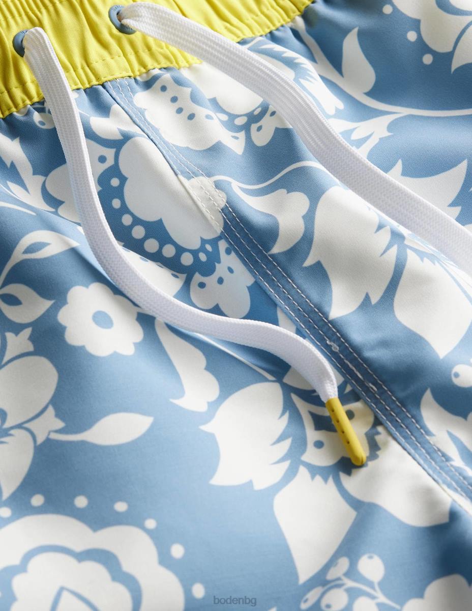 облекло Boden еластична талия плуване късо десен борд и цветя в цвят екрю мъже LL683498