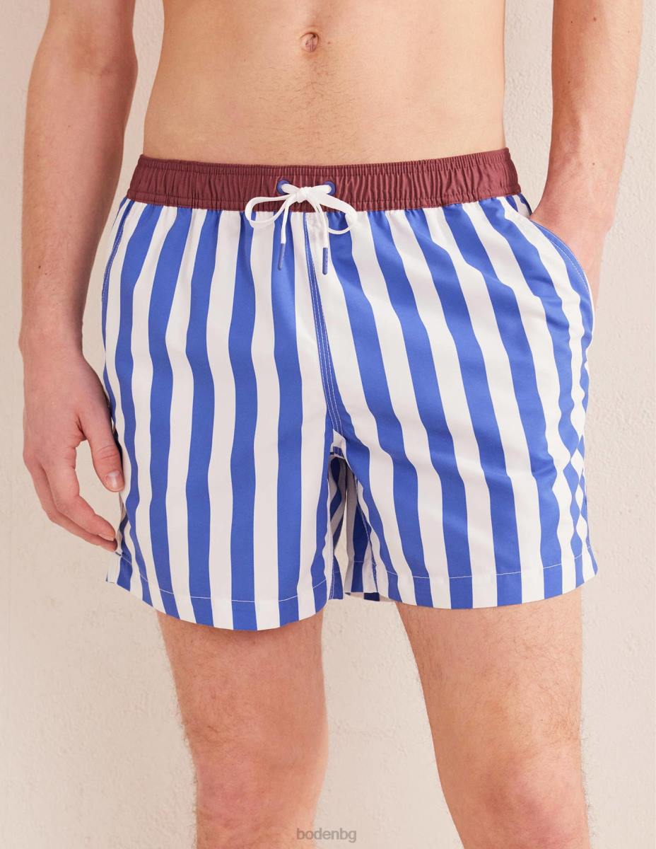 облекло Boden еластична талия плуване късо синя чапла и бяла ивица мъже LL683553