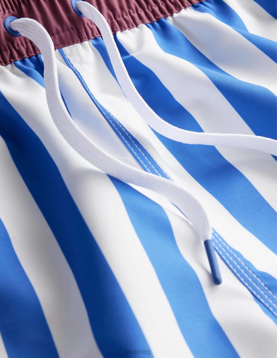 облекло Boden еластична талия плуване късо синя чапла и бяла ивица мъже LL683553
