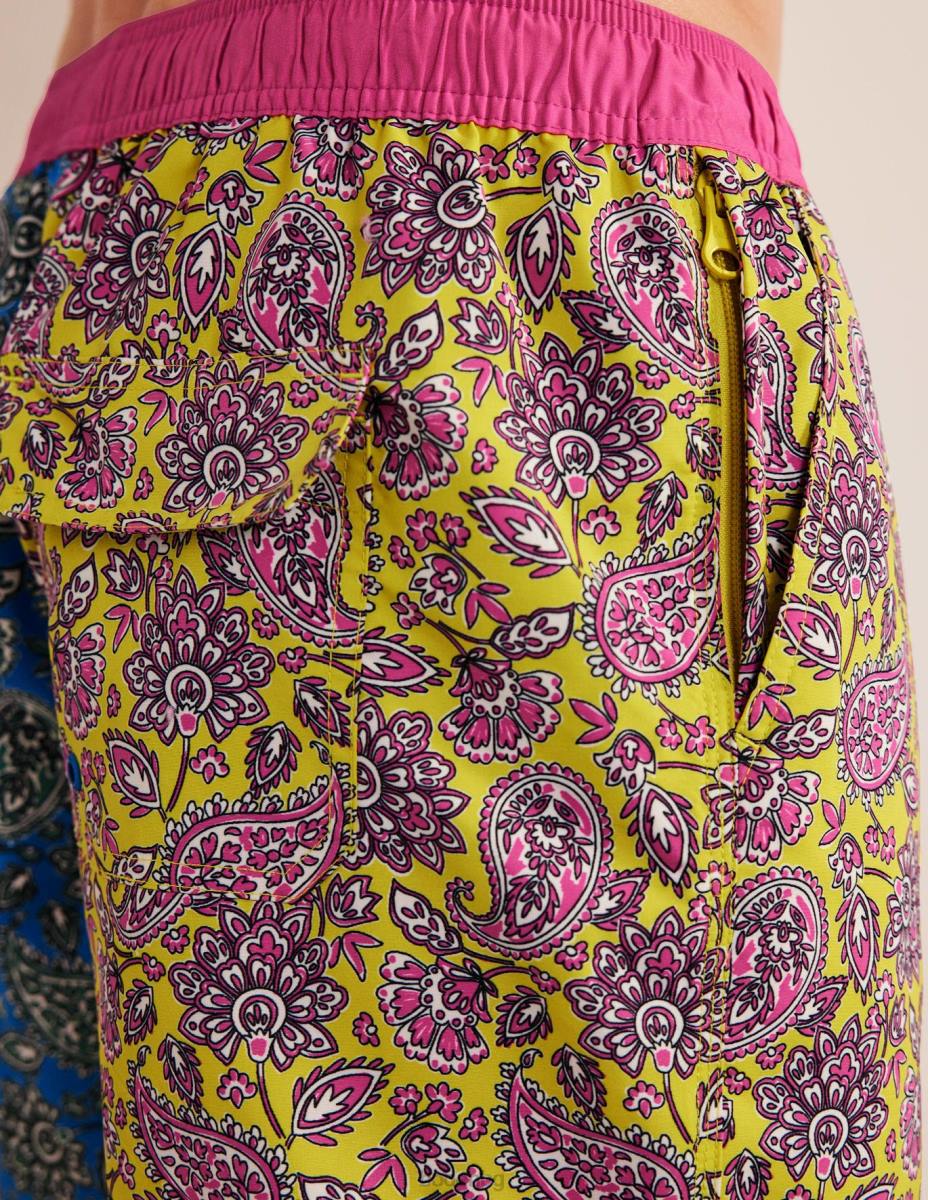 облекло Boden еластична талия плуване късо мароканско синьо пейсли на цветя мъже LL683560