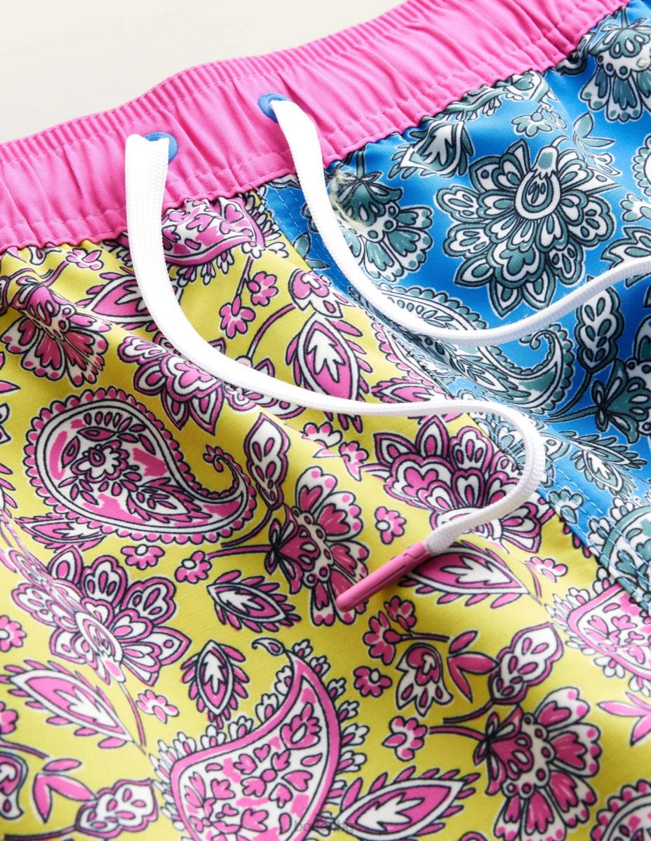 облекло Boden еластична талия плуване късо мароканско синьо пейсли на цветя мъже LL683560