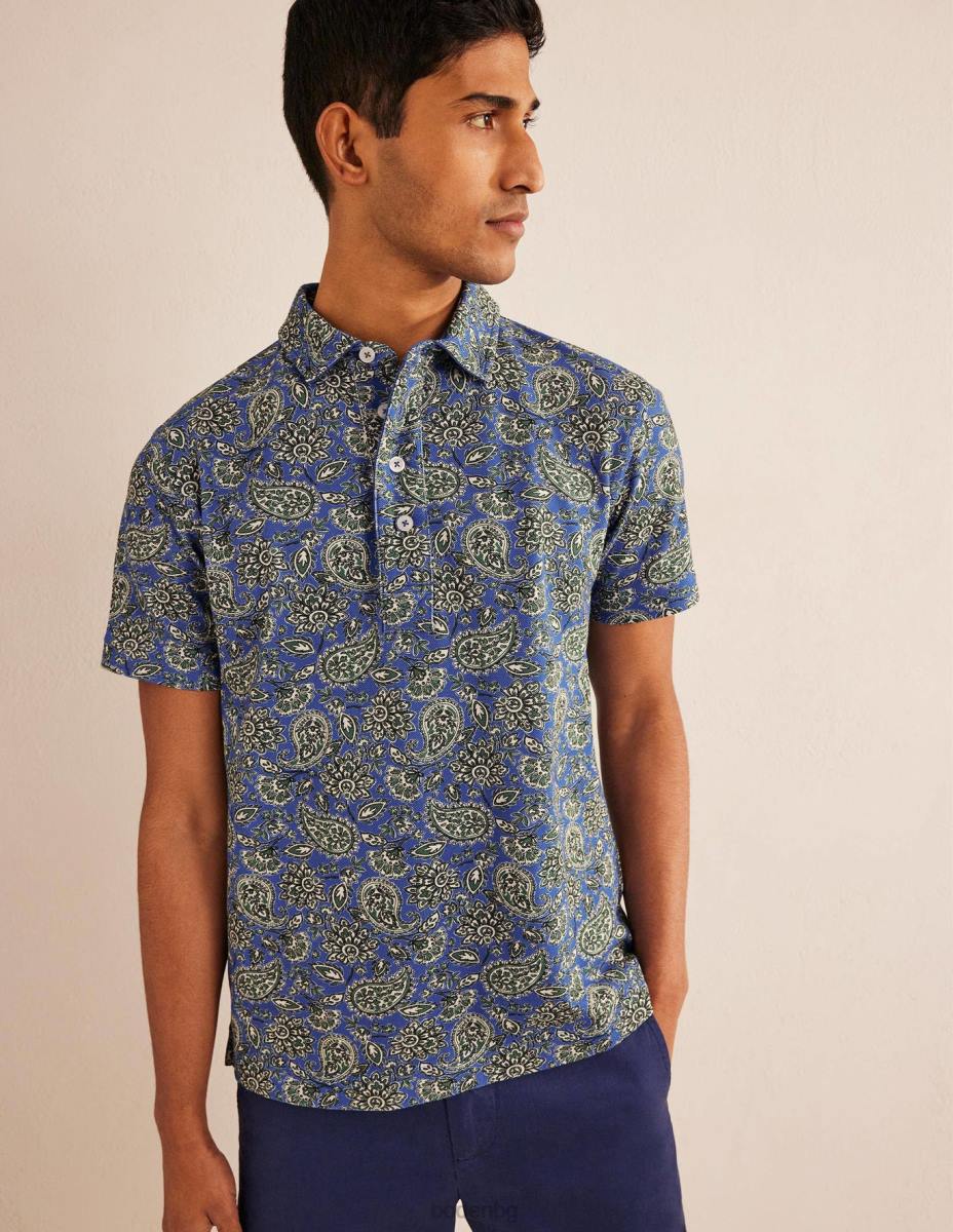 облекло Boden прилепнало пике поло Cabana Blue Пейсли мъже LL683501