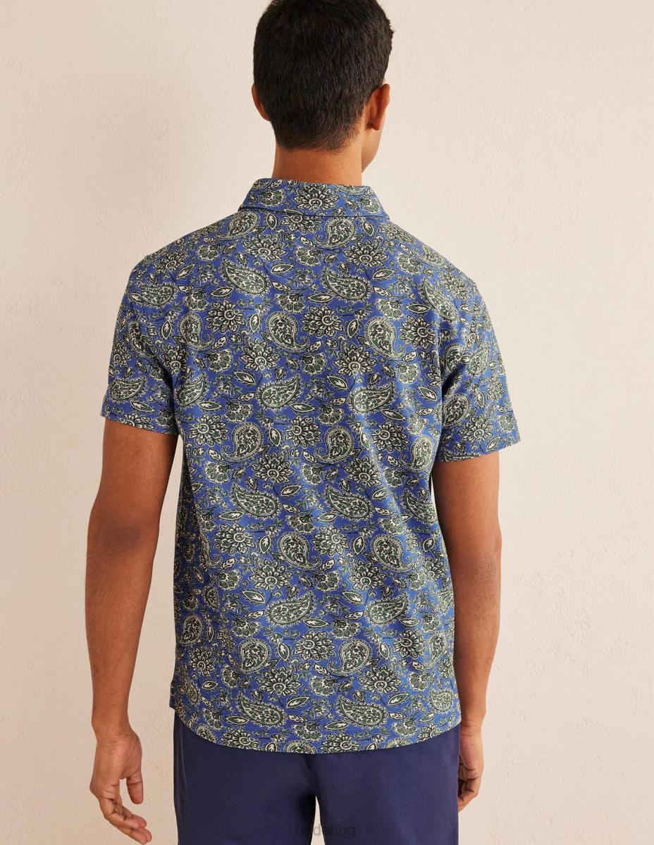 облекло Boden прилепнало пике поло Cabana Blue Пейсли мъже LL683501