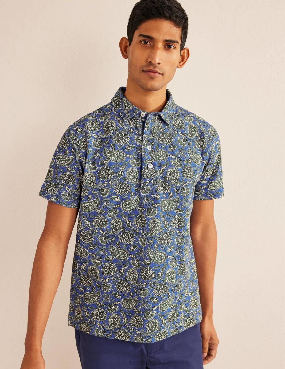 облекло Boden прилепнало пике поло Cabana Blue Пейсли мъже LL683501