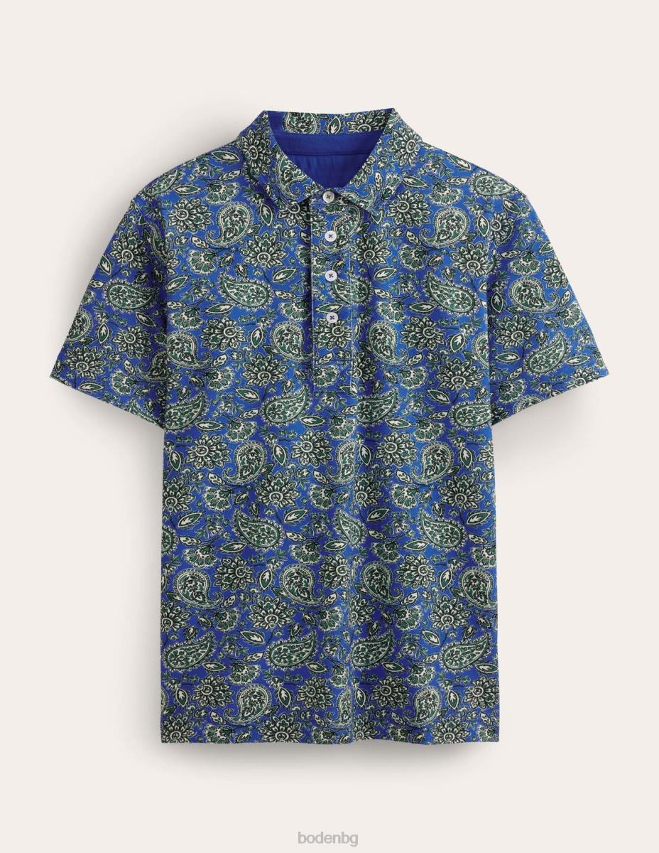 облекло Boden прилепнало пике поло Cabana Blue Пейсли мъже LL683501