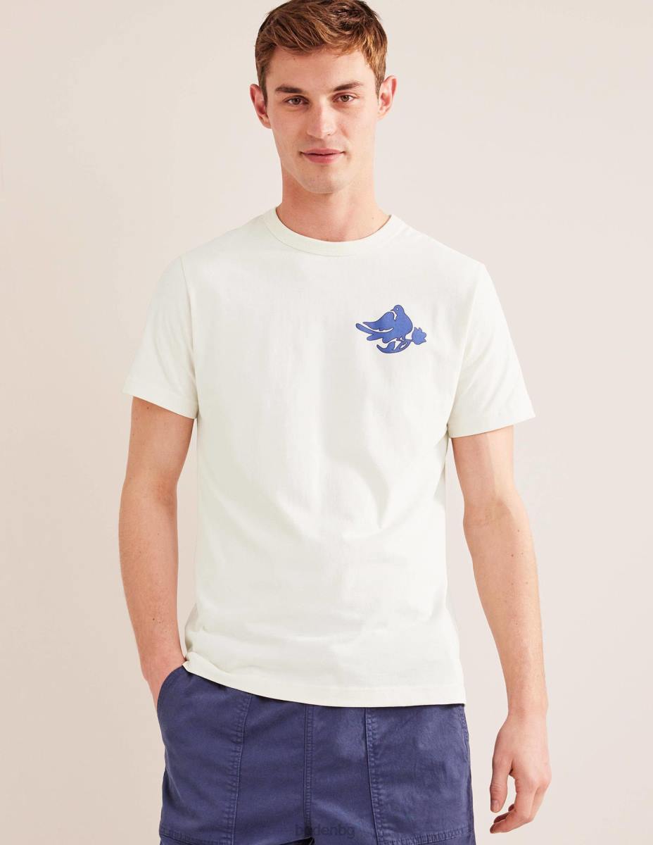 облекло Boden графична тениска птици от ванилова шушулка мъже LL683508