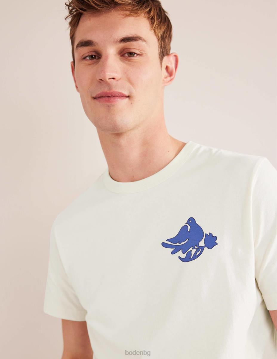 облекло Boden графична тениска птици от ванилова шушулка мъже LL683508