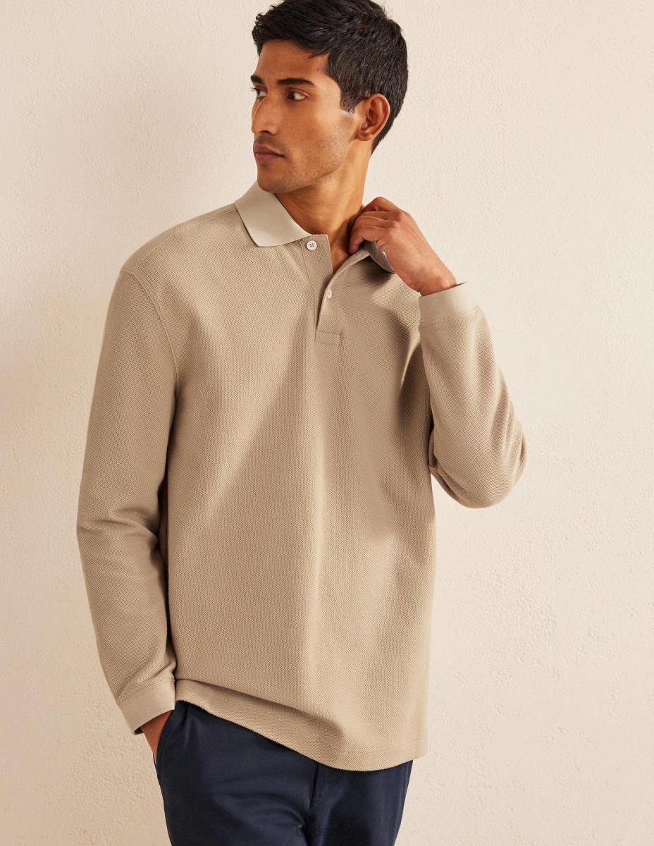 облекло Boden спокойно поло с дълъг ръкав камък мъже LL683544