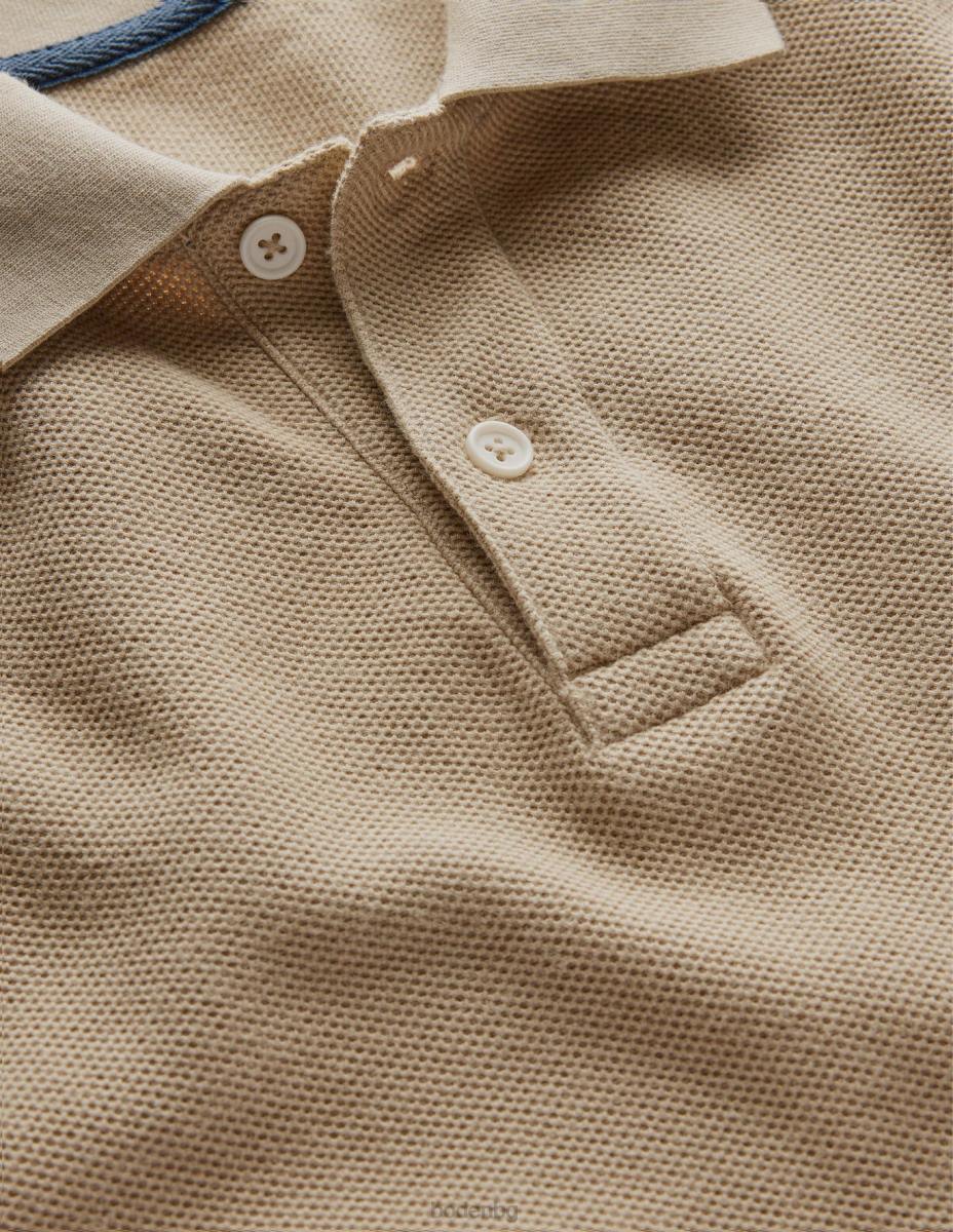 облекло Boden спокойно поло с дълъг ръкав камък мъже LL683544