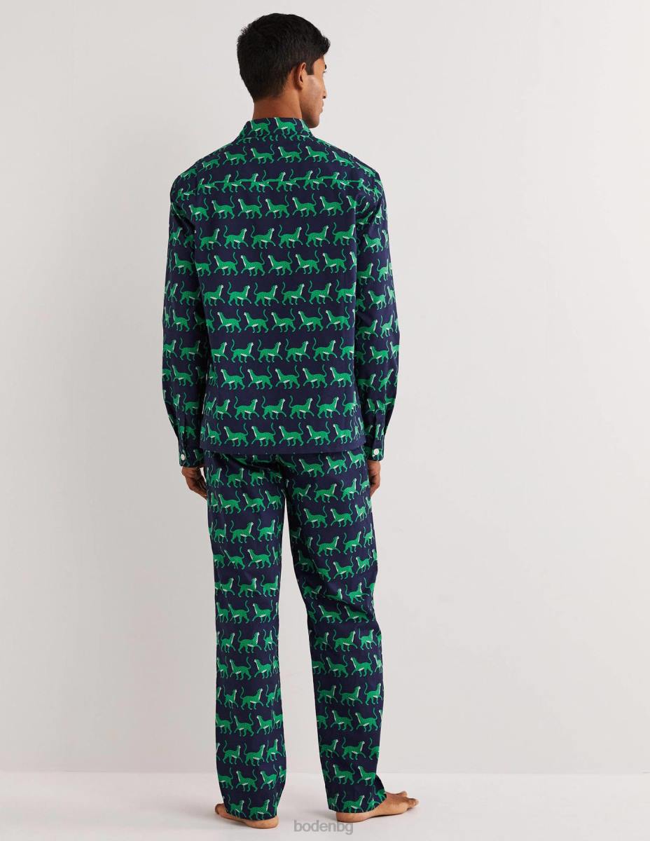 облекло Boden плетен пижамен комплект военноморски леопарди мъже LL683559