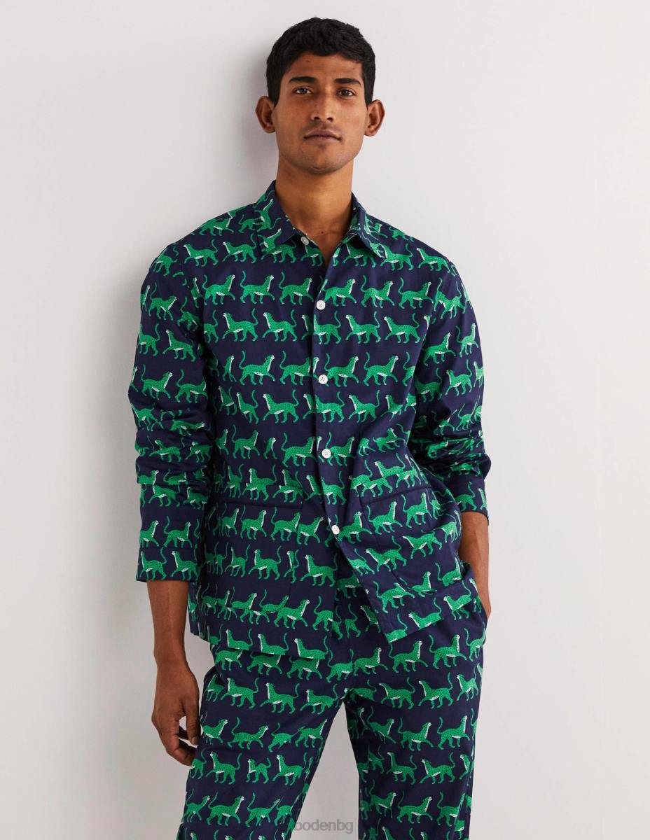 облекло Boden плетен пижамен комплект военноморски леопарди мъже LL683559