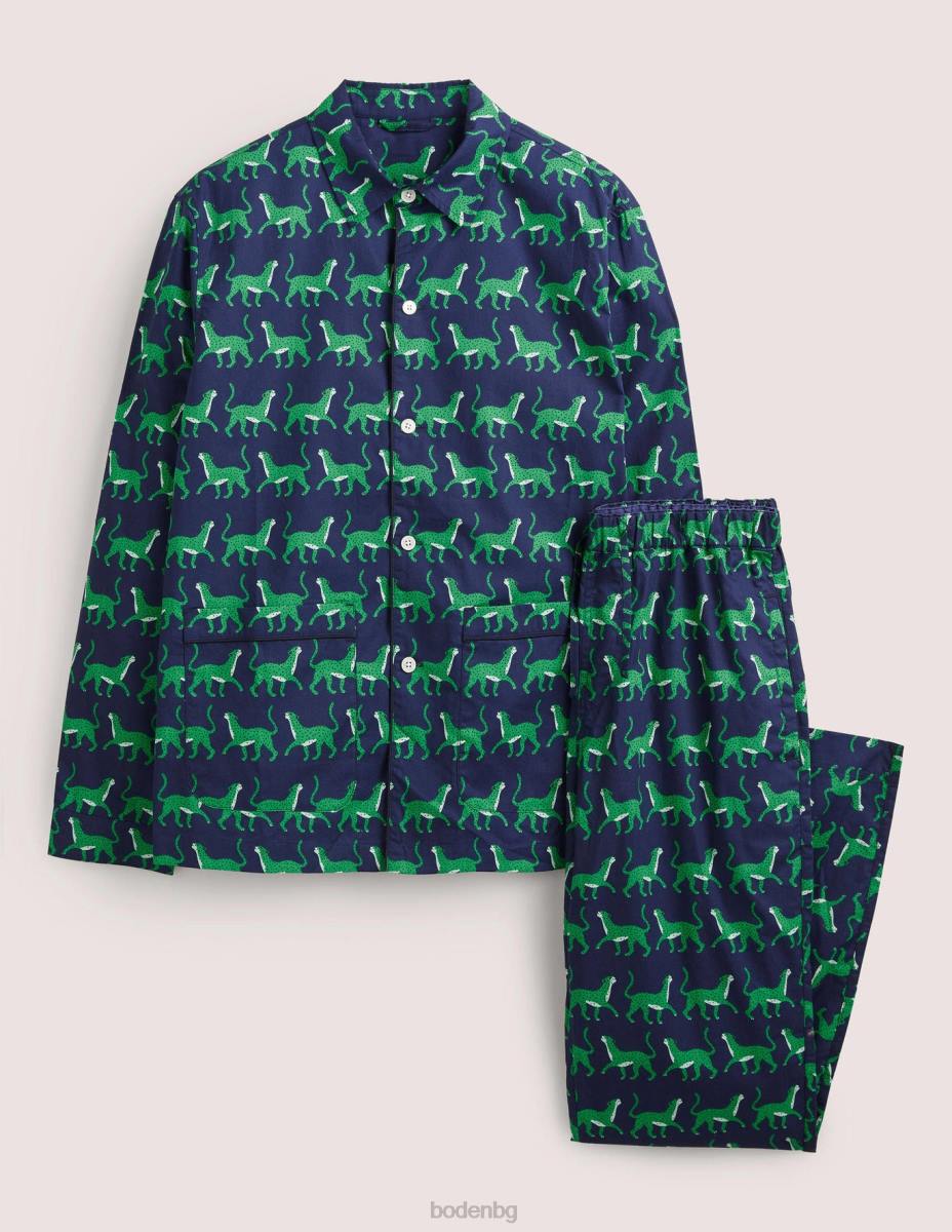 облекло Boden плетен пижамен комплект военноморски леопарди мъже LL683559