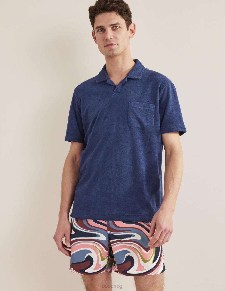 облекло Boden хавлиено поло с отворена яка тъмносин мъже LL683620