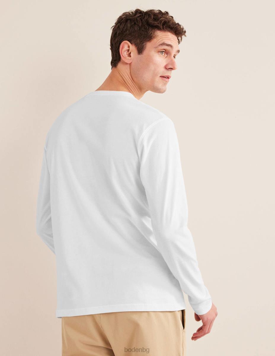 облекло Boden прилепнала тениска с дълъг ръкав бяло мъже LL683638