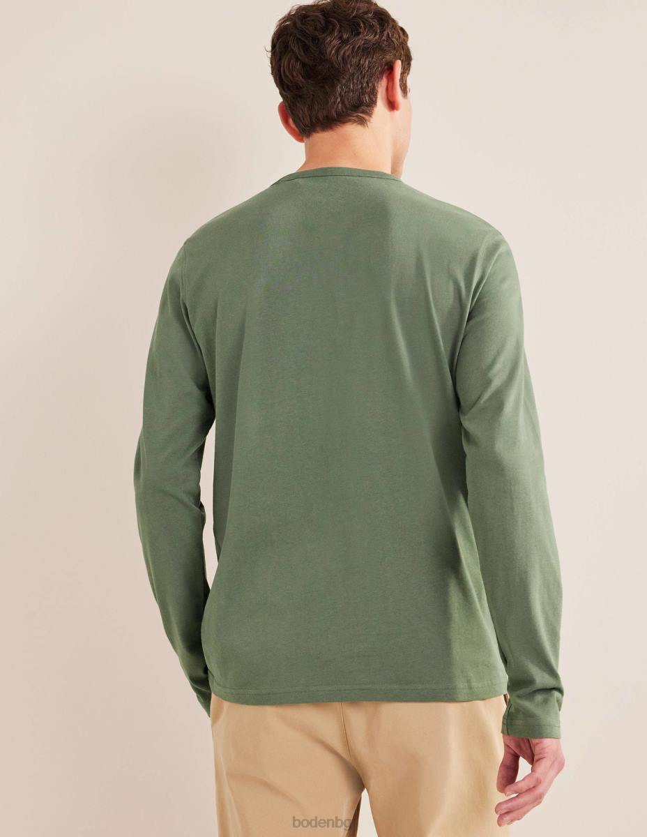 облекло Boden прилепнала тениска с дълъг ръкав алигаторово зелено мъже LL683639