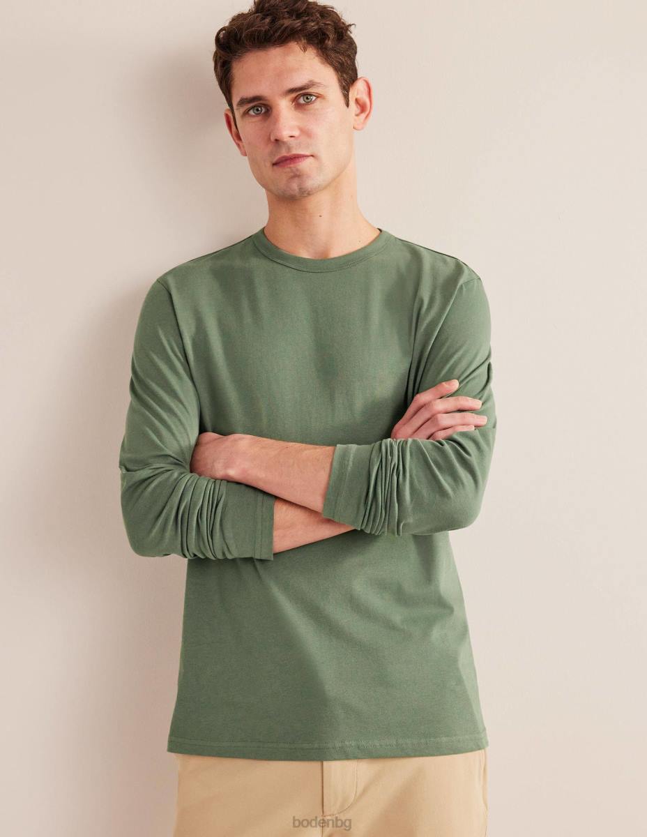 облекло Boden прилепнала тениска с дълъг ръкав алигаторово зелено мъже LL683639